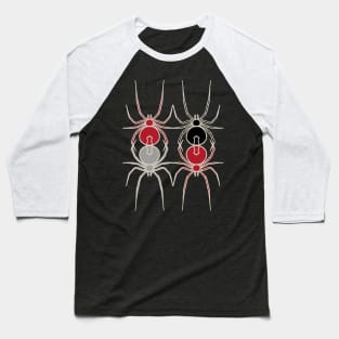 Simply Spooky Collection - Spiders - Blood Red and Bone White Baseball T-Shirt